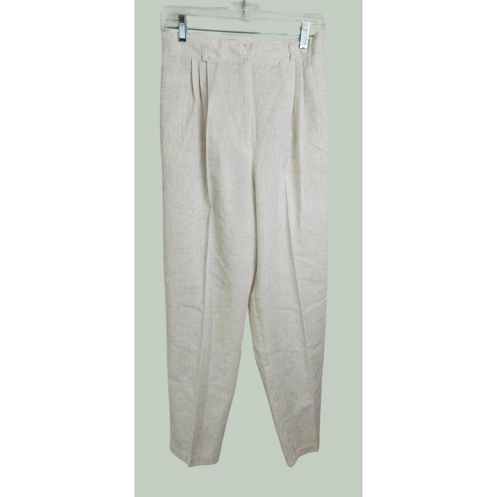 VTG Siblings Trousers 90s High Waist Pleated Tapered Career Pants Oatmeal SZ 13